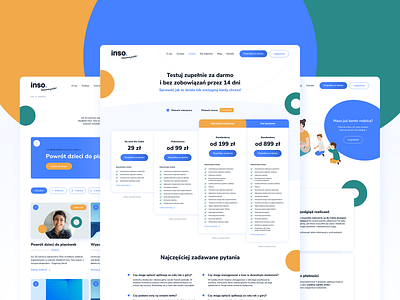 Inso - Kindergarten Management Platform Webdesign blue branding circle colours debut debut shot design green ilustration light orange round ui ux uxui web webdesign website