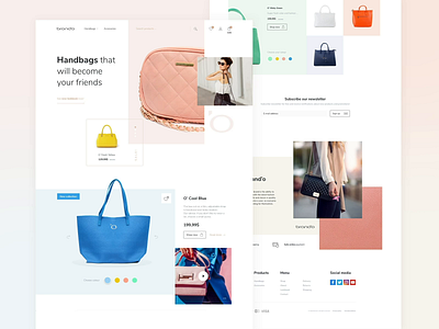 Brand'o fashion e-commerce blue branding cart colours design e commerce fonts pastels pink products rose shop square squares store yellow
