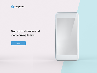 shopsam landing page and signup