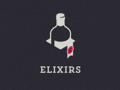 Elixirs logomark bottle box branding logo logomark luxury packaging ribbon wine