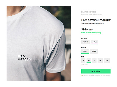 I AM SATOSHI bitcoin clean cryptocurrency merch minimalistic online store satoshi nakamoto t shirt white
