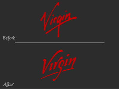 Virgin Logo Restyling brand brand and identity branding custom type design lettering logo typography vector logo