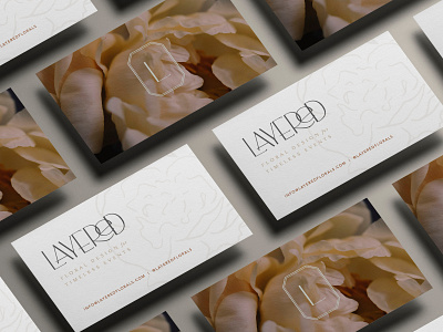 Layered Floral Design Studio Business Card brand identity branding business card custom typeface floral floral design florist logo