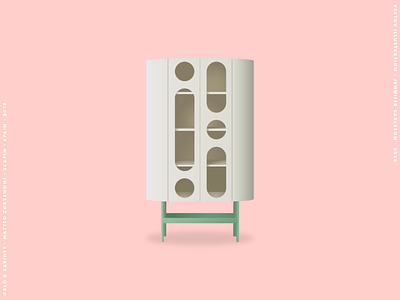 Illustration of the Oblò B Cabinet furniture gradient illustration interior interior design pastel vector