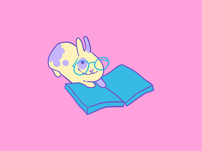 Reading Bunny book bunbun bunny cute illustration kawaii pastel rabbit reading vector