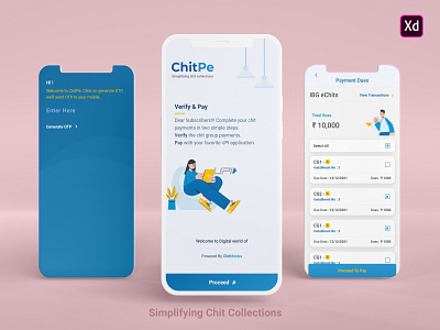 ChitPe adobe xd blue landing chitmonks chitpay chitpe payment payment app payment landing payment onboarding ux design