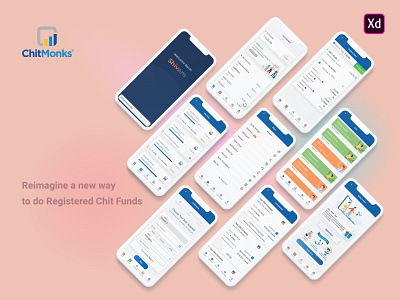 ChitMonks Mobile App blue app chitfunds chitmonks landing app mobile app ui design