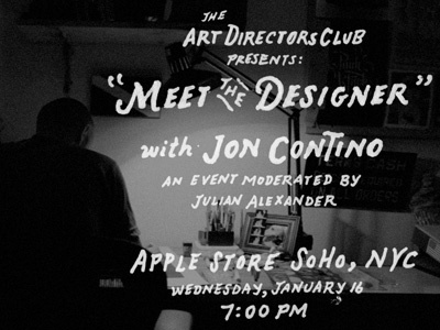 Jon Contino at the Apple Store in SoHo lettering promo