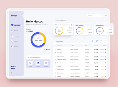 Binder, HR Expense Tracker app design ui ux web web design