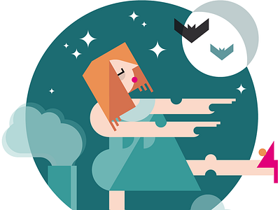 I've been walking in a deep sleep bat flat illustration night shapes sleep sleepwalking vector