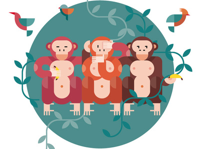 Monkey Business business flat illustration monkey shapes vector