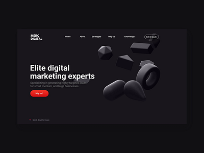 Merc Digital UI/UX Design Animation 3d black digital marketing marketing minimal design parallax red repiano ui design ux design