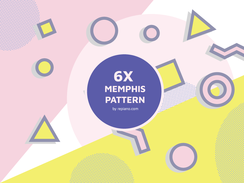 6X Memphis Style Pattern Pack (Free Vector) ai eps vector repiano pattern design freebie free pack pattern style memphis