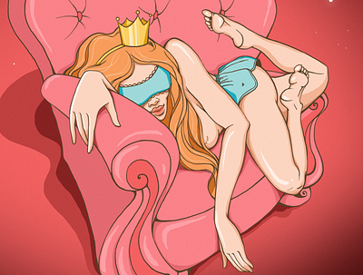 Tired 2d dream girl illustration photoshop princess raster