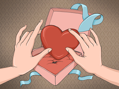 Heart 2d day gift heart illustration love valentines