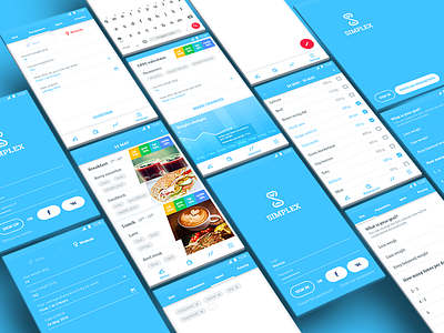 Simplex App app blue clean food interface material menu mobile recipe ui ux