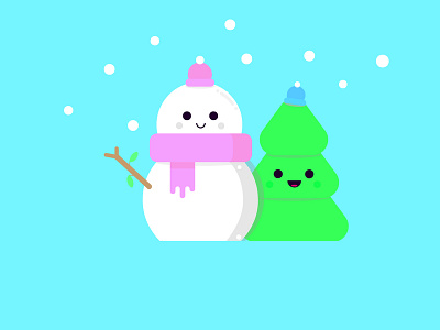 Snowman and Christmas tree