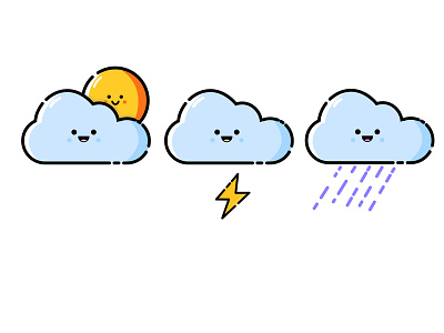 Clouds anime cloud clouds design illustration lightning rain sun vector