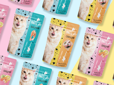 Design of cat treats brand branding cats colors design grapgic design illustration logo natural product package package design packaging pets snack
