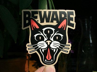 Beware Cat Stickers badgedesign branding cats graphic design illustration illustrator logo merch design photoshop typography vector