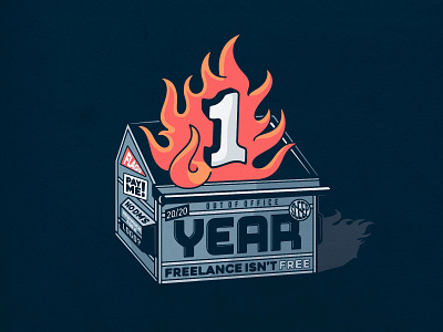 1 YEAR of Freelancing badgedesign branding dumpster freelance graphic design illustration illustrator lettering logo photoshop typography vector