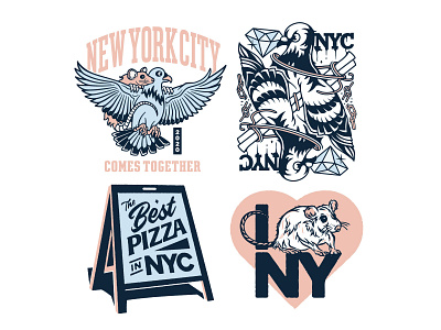 I ❤️NYC badgedesign branding graphic design illustration illustrator lettering logo new york nyc photoshop pigeon pizza procreate rat typography vector