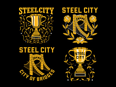 Steel City badgedesign brand design branding bridge champs graphic design illustration illustrator logo merch design rose trophy tshirt art typography vector