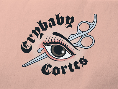 Crybaby Cortez badgedesign brand identity branding eye graphic design hairdresser illustration illustrator lettering logo photoshop texture traditional tattoo typography vector