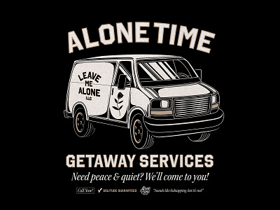 Alone Time Getaway Services alone time badgedesign branding graphic design illustration illustrator logo merch design photoshop typography van vector