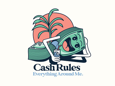Cash Rules badgedesign cash character graphic design illustration illustrator lettering merch design money photoshop traditional tattoo typography vector wu tang