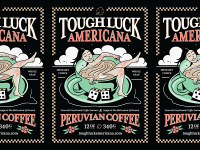 Tough Luck Americana Packaging badgedesign brand identity branding dice graphic design illustration illustrator logo merch design tough luck traditional tattoo typography woman