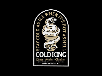 Cold King badgedesign branding design graphic design ice cream illustration illustrator lock up logo patch snake sticker typography vector