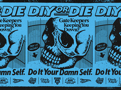 DIY or Die advertising alone time badgedesign branding design diy gatekeeper graphic design illustration illustrator logo skull texture typography