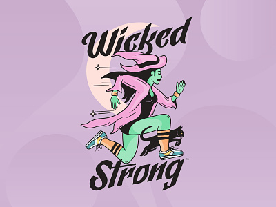 Wicked Strong badgedesign branding design graphic design halloween illustration illustrator logo packaging shirt design strong typography vector witch women