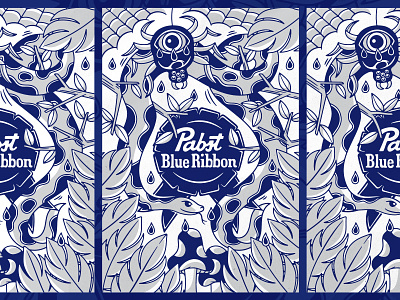 Pabst Blue Ribbon badgedesign beer branding can graphic design illustration illustrator logo pabst blue ribbon packaging pbr snake spider typography