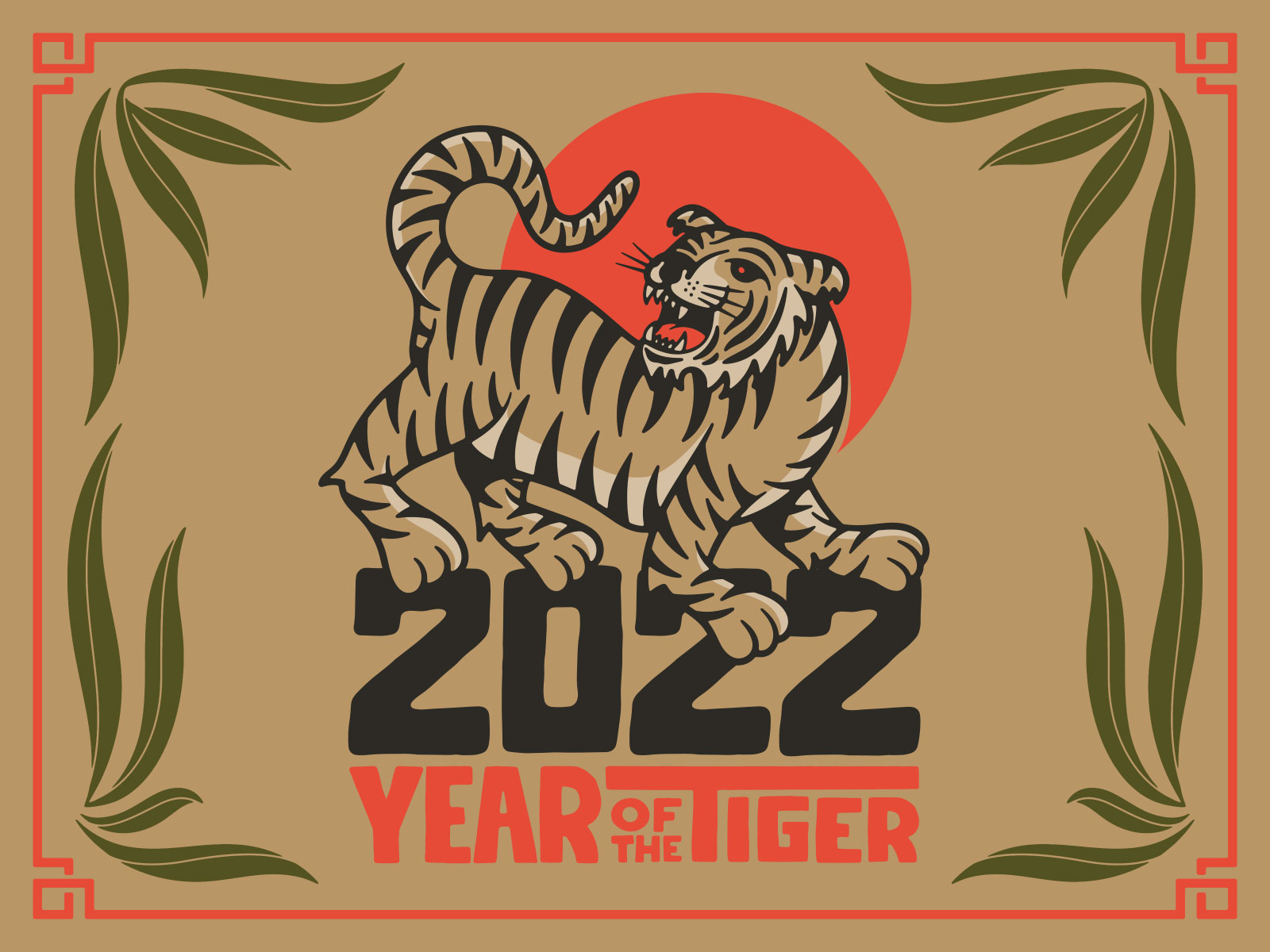 Year Of The Tiger! 2022 aapi badgedesign cat chinese new year graphic design gung hai fat choy illustration illustrator lunar new year tiger typography vector year of the tiger