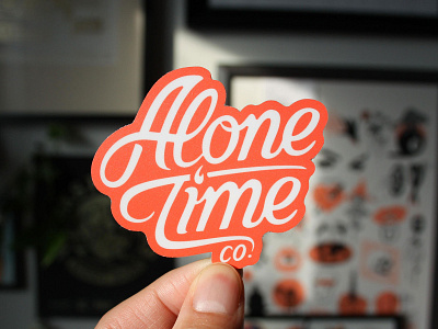 Alone Time Sticker badgedesign branding graphic design hand letter illustration lettering logo script sticker typography vector