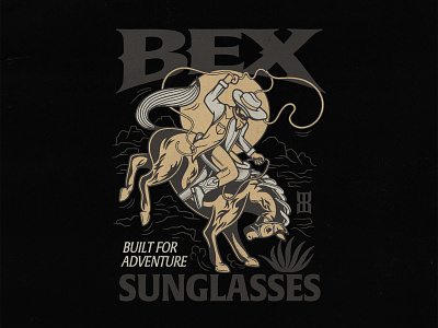 Bex Sunglasses americana badgedesign branding cowboy graphic design horse illustration illustrator skull steer typography vector western