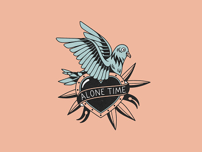 Alone Time Pigeon alone time badgedesign brooklyn flash graphic design heart illustration illustrator logo new york city nyc pigeon traditional tattoo typography vector