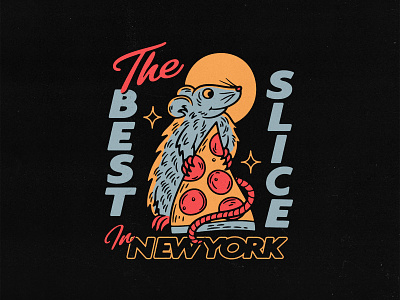 The Best Slice in New York badgedesign branding character graphic design illustration illustrator logo mascot new york city nyc pizza rat typography