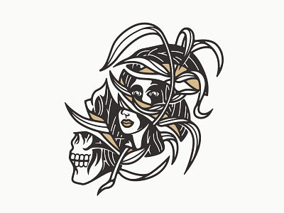 Skull Lady artwork badgedesign branding graphic design illustration illustrator lady head logo photoshop skull vector