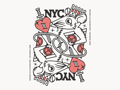 NYC Rat King of Hearts artwork badgedesign branding design graphic design illustration illustrator logo typography vector