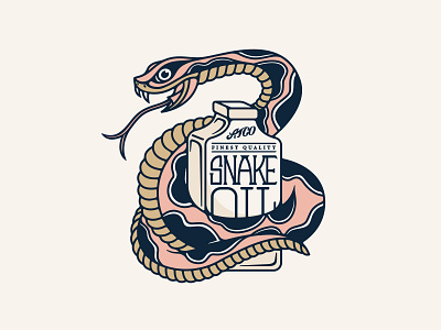 Snake Oil badgedesign branding graphic design illustration illustrator lettering logo photoshop snake typography vector