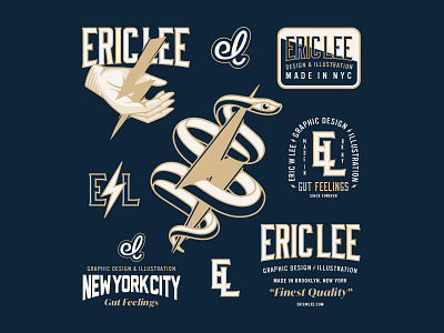 Eric Lee Logo System badgedesign branding graphic design illustration illustrator lettering logo monogram nyc typography vector