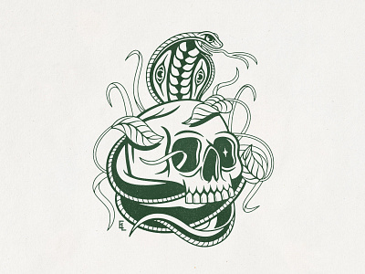 Cobra / Skull Variant badgedesign branding drawing graphic design illustration illustrator logo photoshop skull snake texture traditional tattoo vector