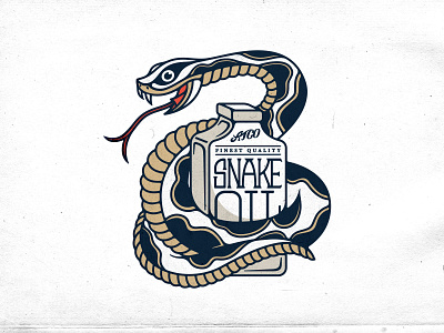 Snake Oil badgedesign branding design graphic design illustration illustrator photoshop snakes traditional tattoo typography vector