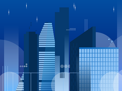 Blue City blue bokeh city cityscape clean design illustrator lights monochrome night skyline skylines vector