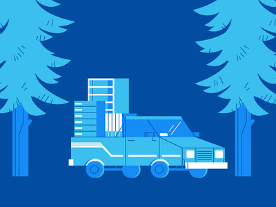 Compuber ai blue compuber datacenter forest illustrator lyft monochrome pickup truck servers truck uber vector woods