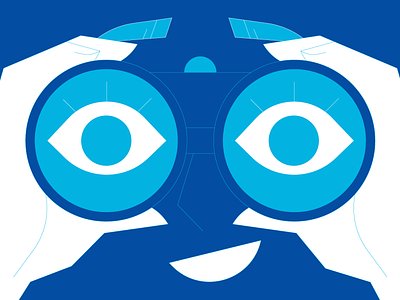 Search and Find adobe illustrator ai binoculars blue character design eyes face find hands holding illustrator look looking monochrome search searching simple vector