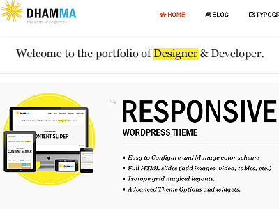 WordPress Dhamma theme clean design portfolio simple theme wordpress